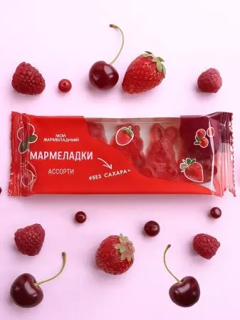 Мармелад без сахара ягодное ассорти, 60 г