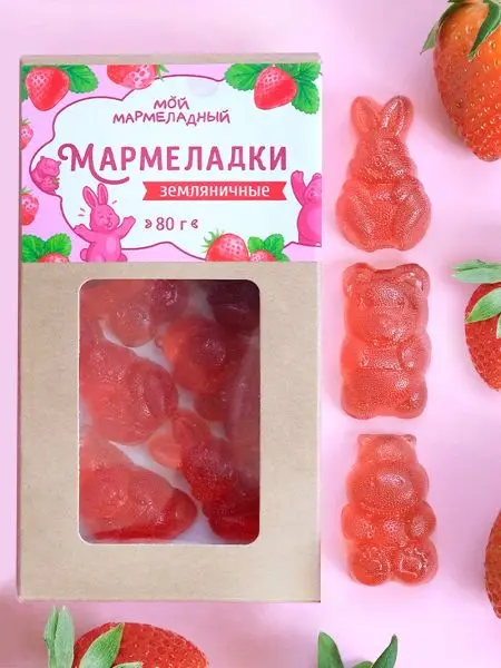 Мармелад без сахара земляничный, 80 г